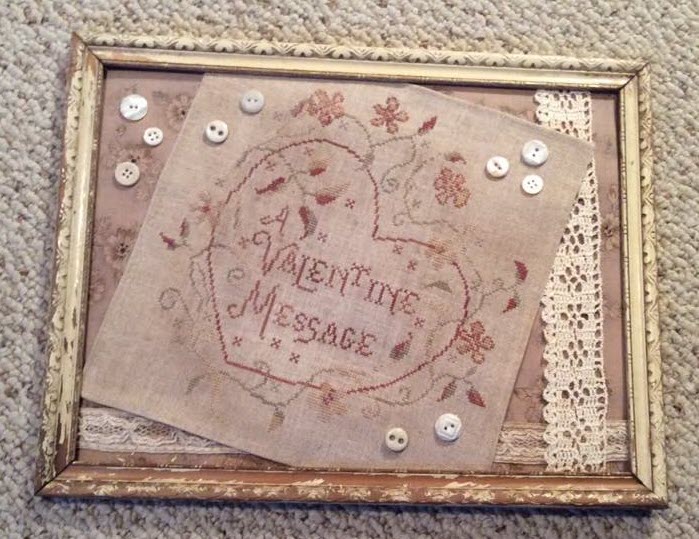 A Valentine Message stitched by Sandy Ziebarth.