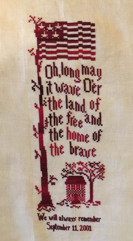 Home of the Brave stitched by Rita Valentine DePalatis.