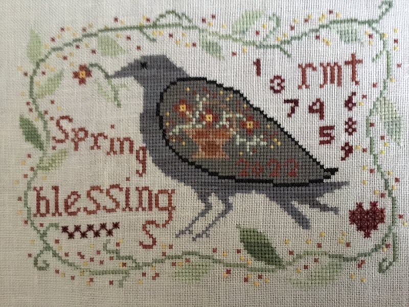 Spring Blessings stitched by Rene Marie Tiehen.
