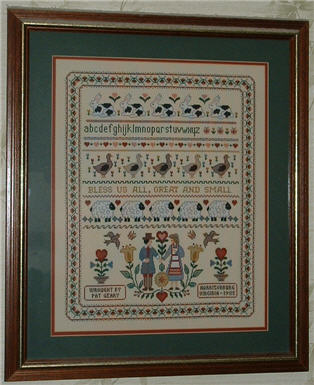 Bless Us All Counted Cross Stitch Sampler.