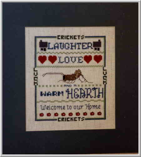 Photo of Cricket Counted Cross Stitch Sampler.
