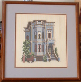 Photograph of Painter Lady Victorian House Counted Cross Stitch.