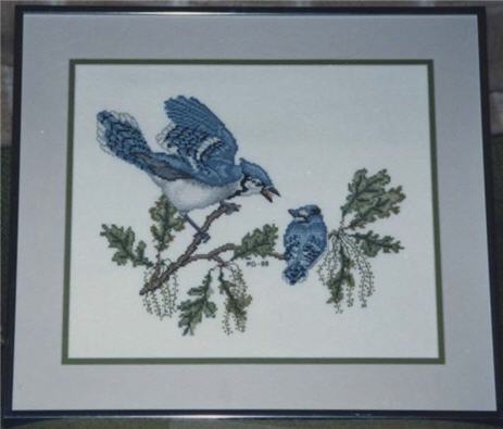 Countec Cross Stitch Blue Jay and Baby Picture.