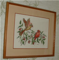 Red Birds and Raspberries by Crossed Wing Collection.