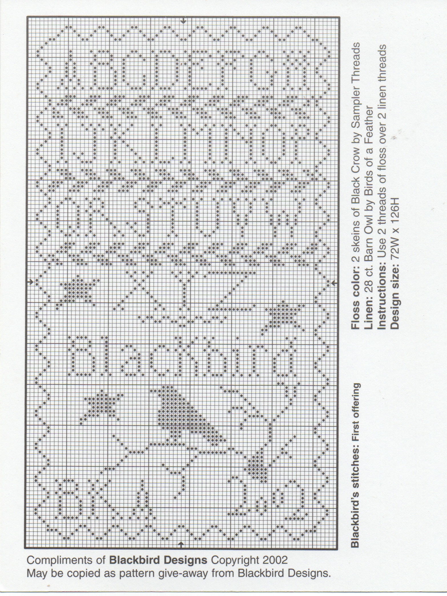 Blackbird Designs Cross Stitch Chart 