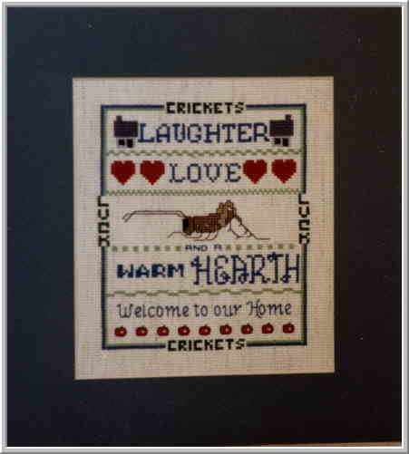 Photo of Cricket Counted Cross Stitch Sampler.